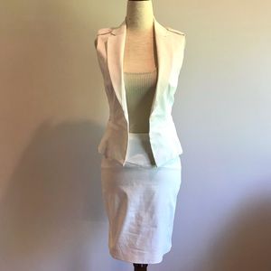 White + Gold Bebe Skirt Suit 3 Piece Set - XXS-XS